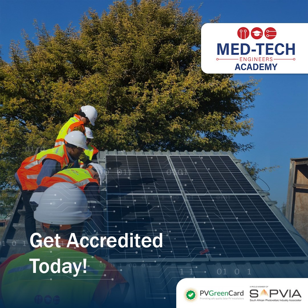 MedTechEngZA's tweet image. 🎓 Kickstart your solar career with SAPVIA PV GreenCard Training &amp;amp; Assessment!

📅 24–28 Nov (4 Days Theory + 1 Practical)
🧾 1–2 Dec (Assessment)

Become a certified solar PV installer &amp;amp; join SA’s renewable energy future! 🌞

👉 mteacademy.co.za

#SAPVIA
#PVTraining