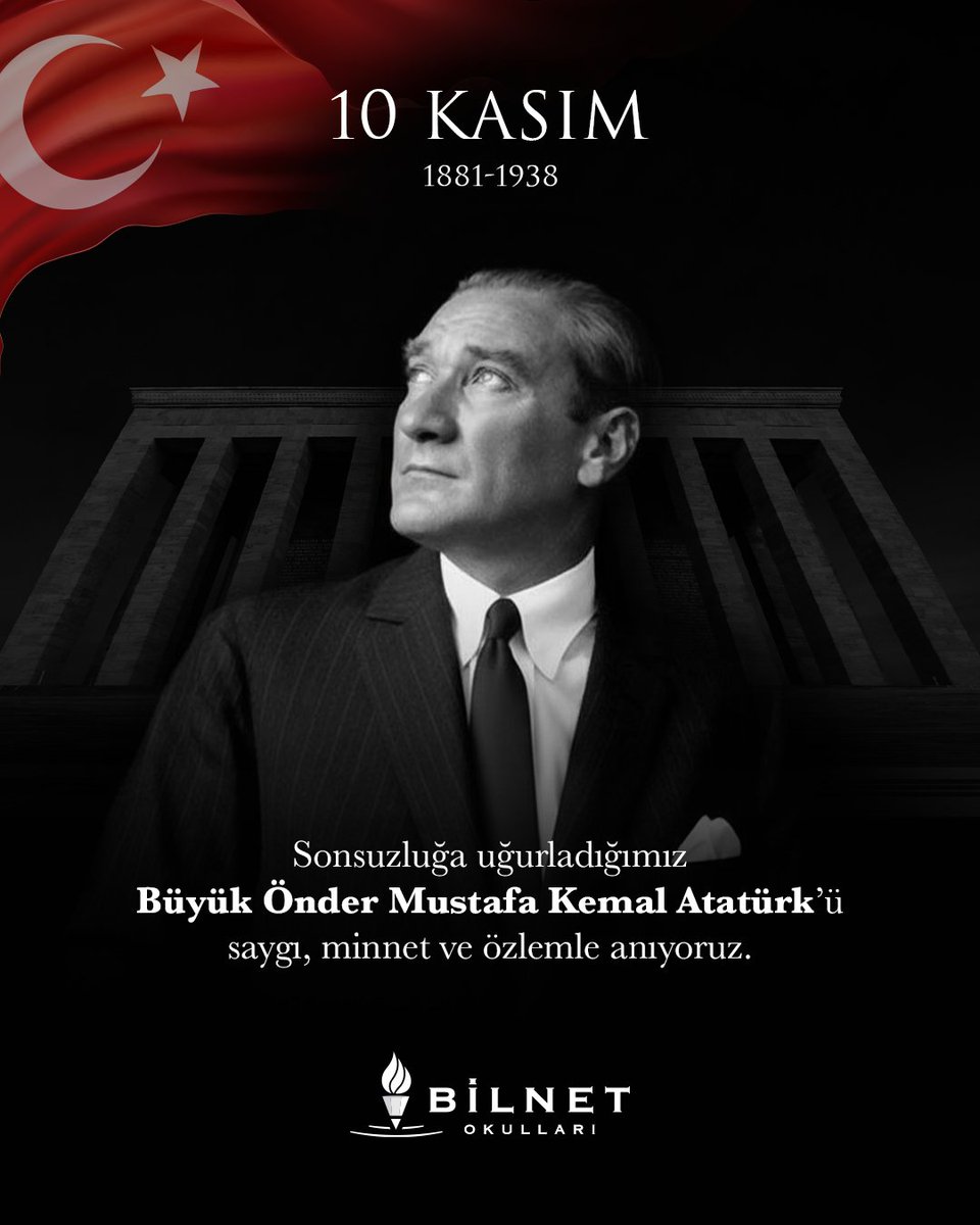 Bilnet Okulları, Türkiye Cumhuriyeti'nin Aziz Kurucusu Mustafa Kemal Atatürk'ü vefatının 87. yıl dönümünde saygı ve özlemle anıyor.

#10Kasım #Anıyoruz