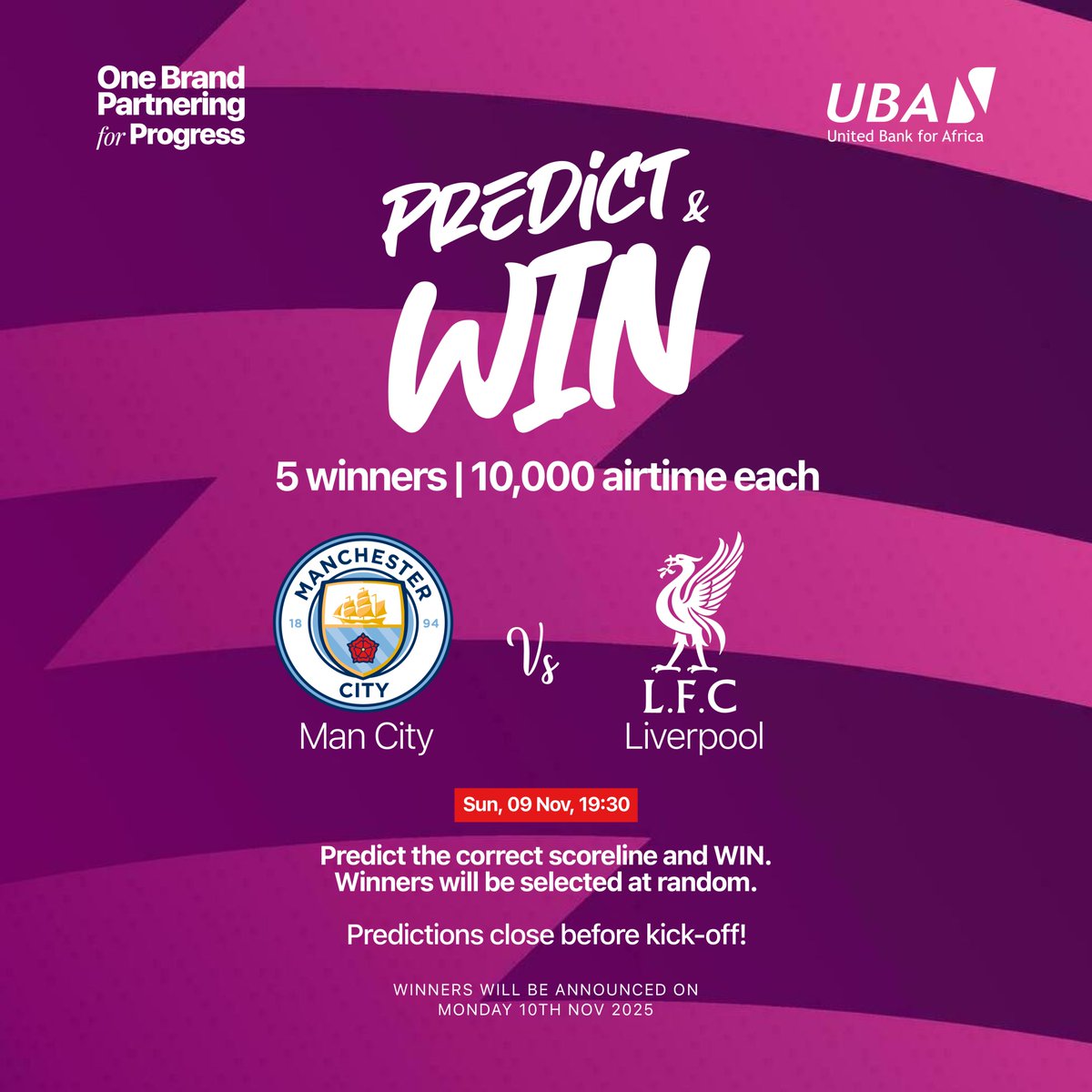 𝐏𝐫𝐞𝐝𝐢𝐜𝐭 &amp; 𝐖𝐢𝐧 – 𝐌𝐚𝐧 𝐂𝐢𝐭𝐲 🔵 𝐯𝐬 𝐋𝐢𝐯𝐞𝐫𝐩𝐨𝐨𝐥 🔴  

Will City defend their home turf, or will Liverpool steal the show? 👀

Drop your score prediction and stand a chance to be 1 of 5 lucky winners of UGX10,000 airtime each! 

How to participate:
✅ Follow