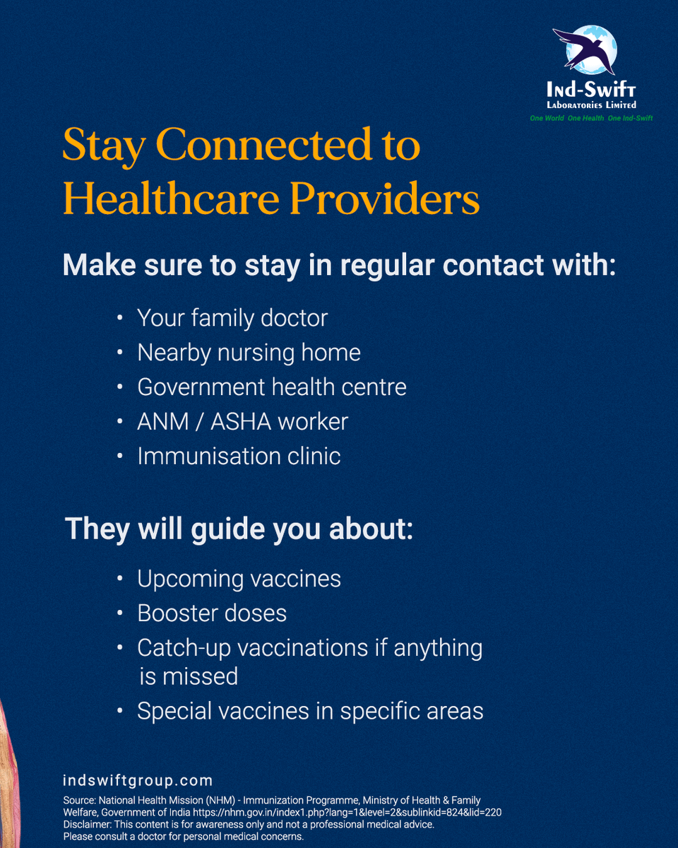 indswiftlabs's tweet image. Vaccination is one of the most reliable ways to give children a strong, healthy start in life.

🌐 Visit us: indswiftgroup.com
📌 Follow us: Facebook | LinkedIn | Instagram

#ImmunisationAwareness #VaccinationSavesLives #IndSwiftGroup #IndSwiftLabs #OneWorldOneHealth