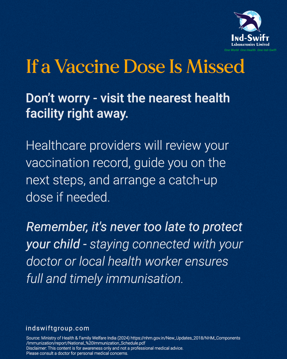 indswiftlabs's tweet image. Vaccination is one of the most reliable ways to give children a strong, healthy start in life.

🌐 Visit us: indswiftgroup.com
📌 Follow us: Facebook | LinkedIn | Instagram

#ImmunisationAwareness #VaccinationSavesLives #IndSwiftGroup #IndSwiftLabs #OneWorldOneHealth