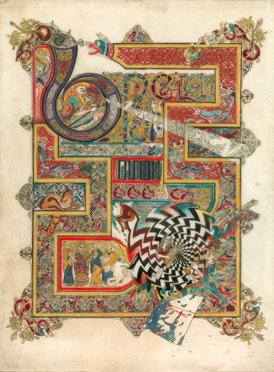 The birth of Ossian, traditional pigments on parchment 2021