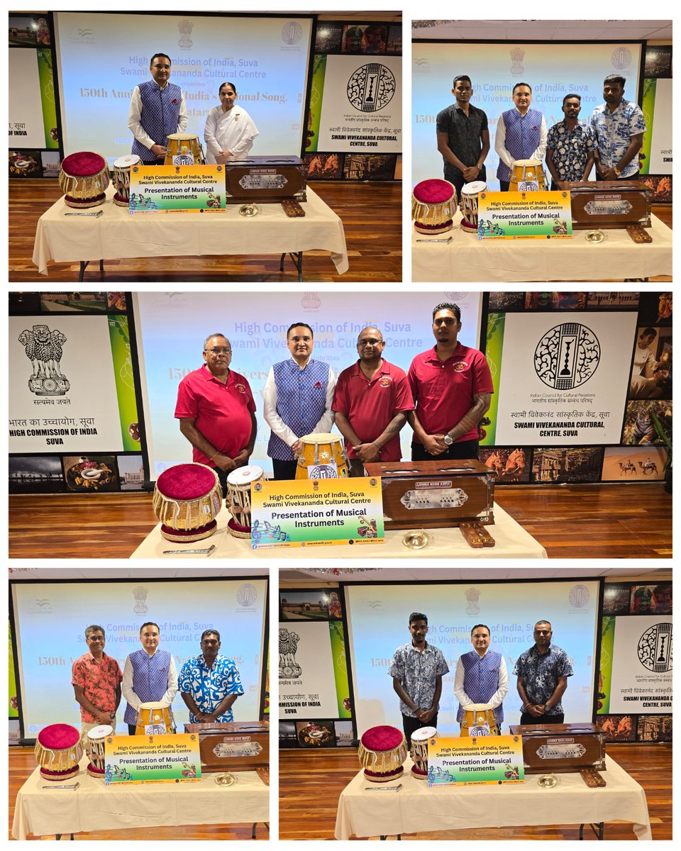 🎶🇮🇳🤝🇫🇯 Strengthening Cultural Bonds Through Music <a href="/HCI_Suva/">India in Fiji</a> and <a href="/iccr_suva/">ICCR in Suva</a> presented Indian musical instruments to various Mandalis in Suva, Fiji — celebrating the spirit of friendship and cultural exchange between India and Fiji.
This initiative aims to promote Indian music,