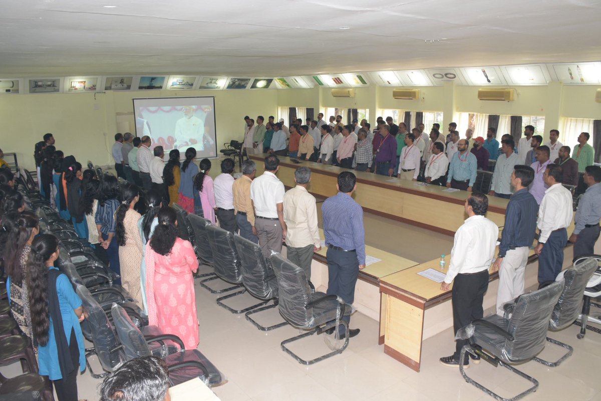 OrdnancePro's tweet photo. Ordnance Factory Dehuroad, a unit of MIL celebrated 150 years of National song “Vande Mataram” wherein more than 100 employees of OFDR participated in the mass singing @IndiaMunitions https://t.co/4ytoPfwrs5