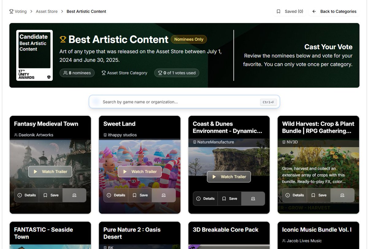Medieval Fantasy Town is nominee at UNITY AWARDS to BEST ARTISTIC CONTENT!

Vote here: awards.unity.com/vote/category/9