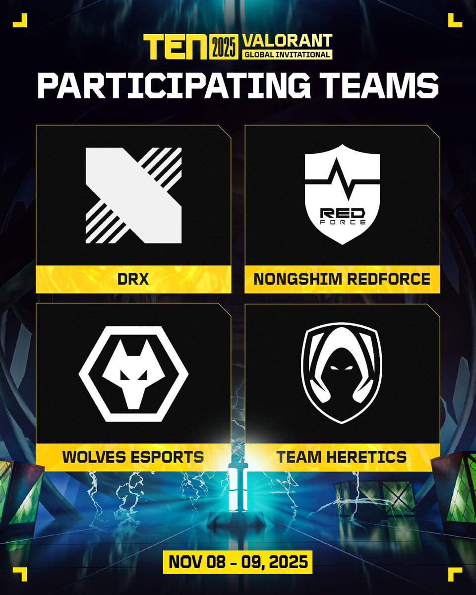 The TEN Global Invitational 2025 starts tomorrow!

Meet the teams battling for the title, with DRX and Nongshim RedForce repping Pacific 🔥