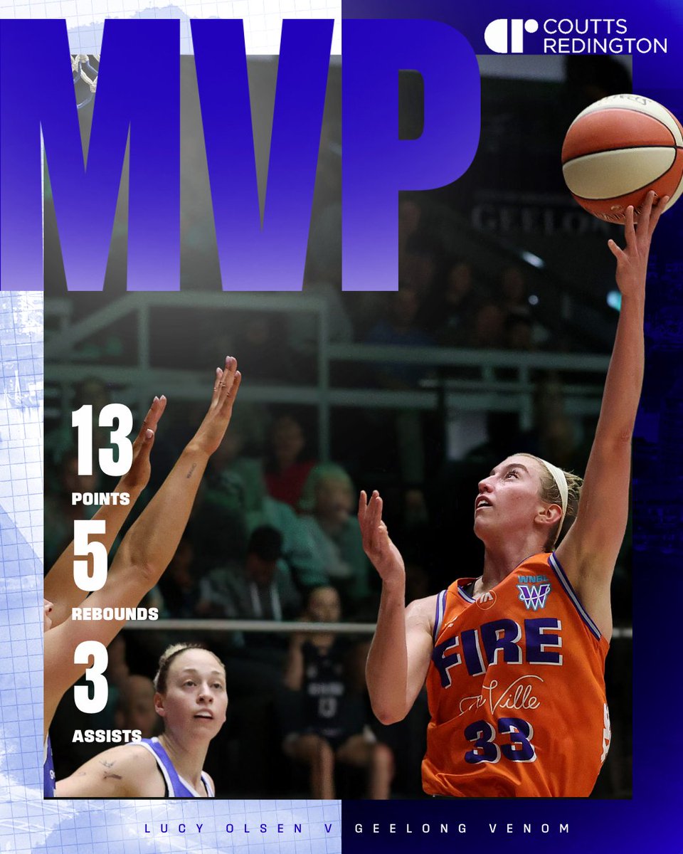 TownsvilleFire's tweet photo. π₯ Fire MVP Round 4 π₯
Lucy was BIG TIME tonight, keeping the team steady and playing some clutch basketball when it mattered most π₯ 13pnts, 5reb, 3ast, 3stl & 60% 3PT range π€
MVP presented by Coutts Redington Chartered Accountants
#TownsvilleFire #AllIn #WNBL #GameMVP https://t.co/CDfBQdpw7d