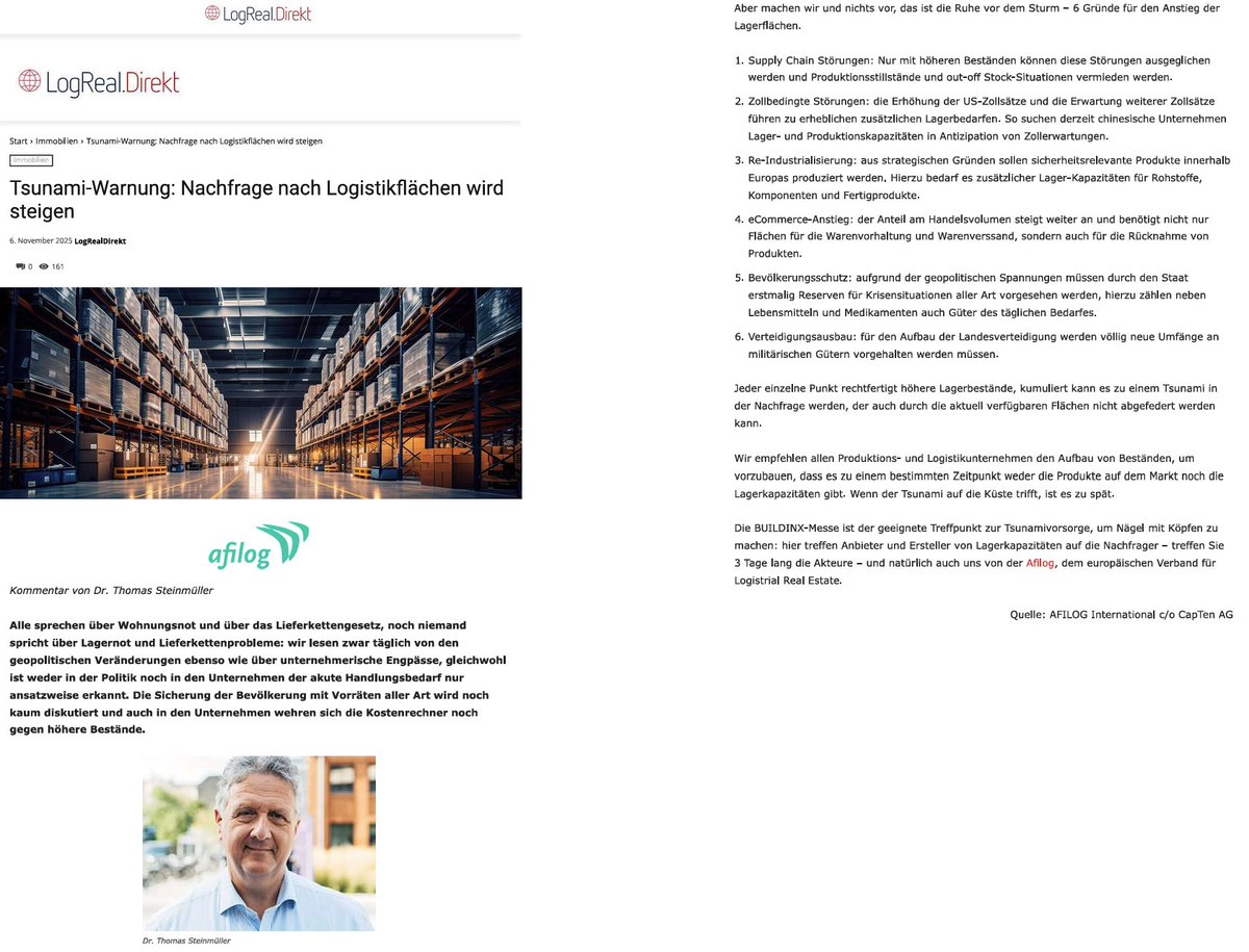 Tsunamie-Warnung:"Die Makler sind verhalten optimistisch, die Investoren sind zurückhaltend und hoffen immer noch auf niedrigere Preise (#Waiting4Godot) und die Nutzer sehen ob zahlreicher Probleme den Wald vor lauter Bäumen nicht." #Logistikimmobilien

logrealdirekt.de/2025/11/06/188…