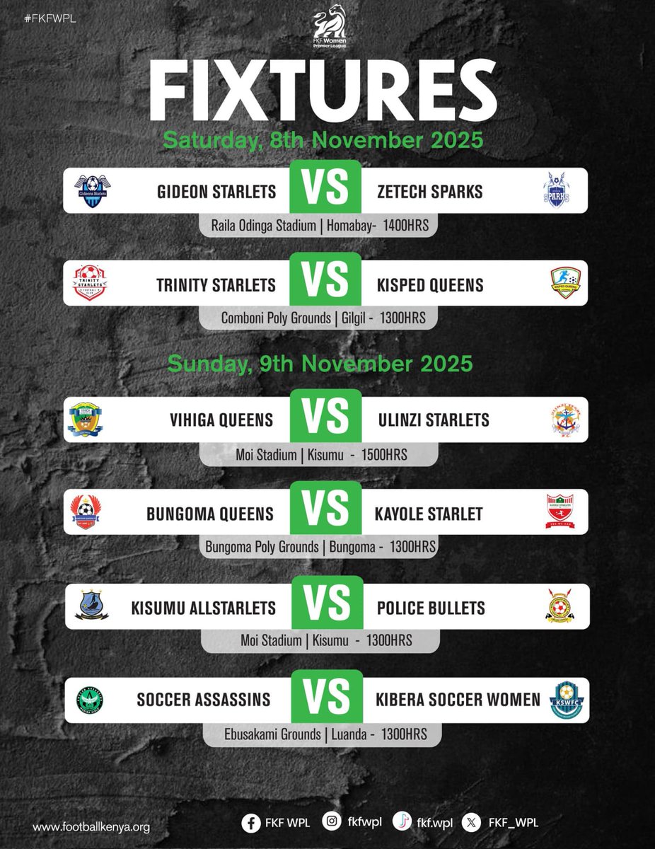 joel_karamu's tweet image. FKF Womens Premier League weekend fixtures 
#FootballKE 
#FKFWPL