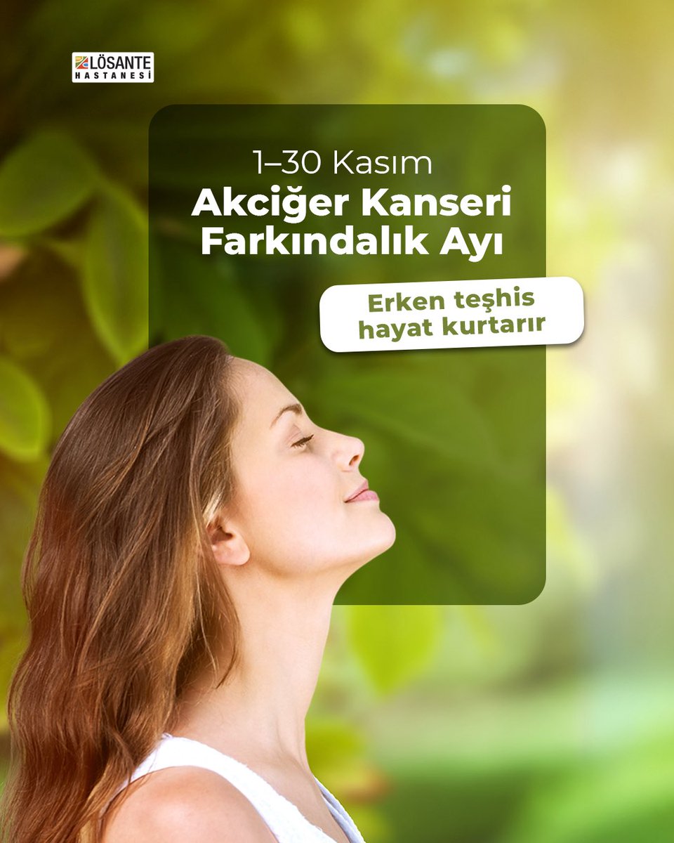 1–30 Kasım: Akciğer Kanseri Farkındalık Ayı
Erken teşhis hayat kurtarır.
Nefesin değerini bil, kontrollerini ihmal etme.
#LÖSANTE #AkciğerKanseriFarkındalıkAyı
