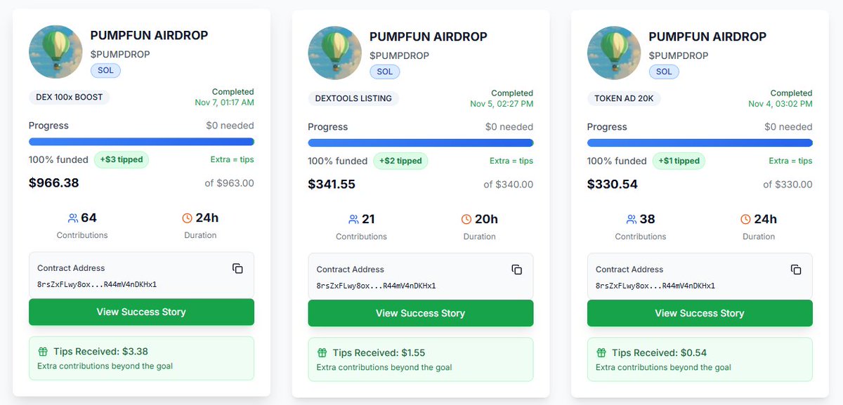 GM bros ☕️🍪
$pumpdrop keeps dropping $pump! Love it!

Great job finishing the vault! I contributed a little bit and nice to see that it has completed!  You're all chads!