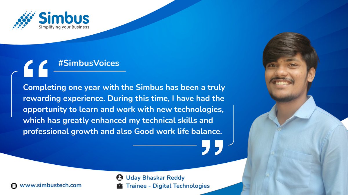 SimbusTech's tweet image. At Simbus Tech, our people make all the difference.
With #SimbusVoices, we share stories from our team about their experiences and what motivates them every day.
Get to know the people behind our success!
simbustech.com

#LifeAtSimbus #KinaxisPartner #SimBuzz