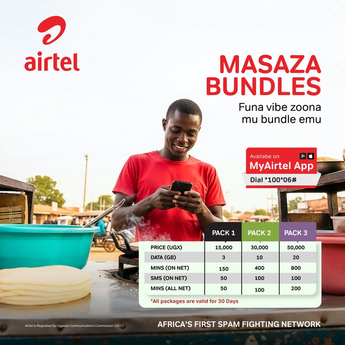 EricJimmyLevi's tweet photo. 🌟 **Masaza Magic Unleashed!** 🌟
Dive into 20GB data, 800 mins & 100 SMS for just UGX 50K—fun, vibe, zoon na mu bundle emu! Valid 30 days.
Dial *100*6# or grab on #MyAirtelApp .
#MasazaBundle https://t.co/pN4FxKmQVh