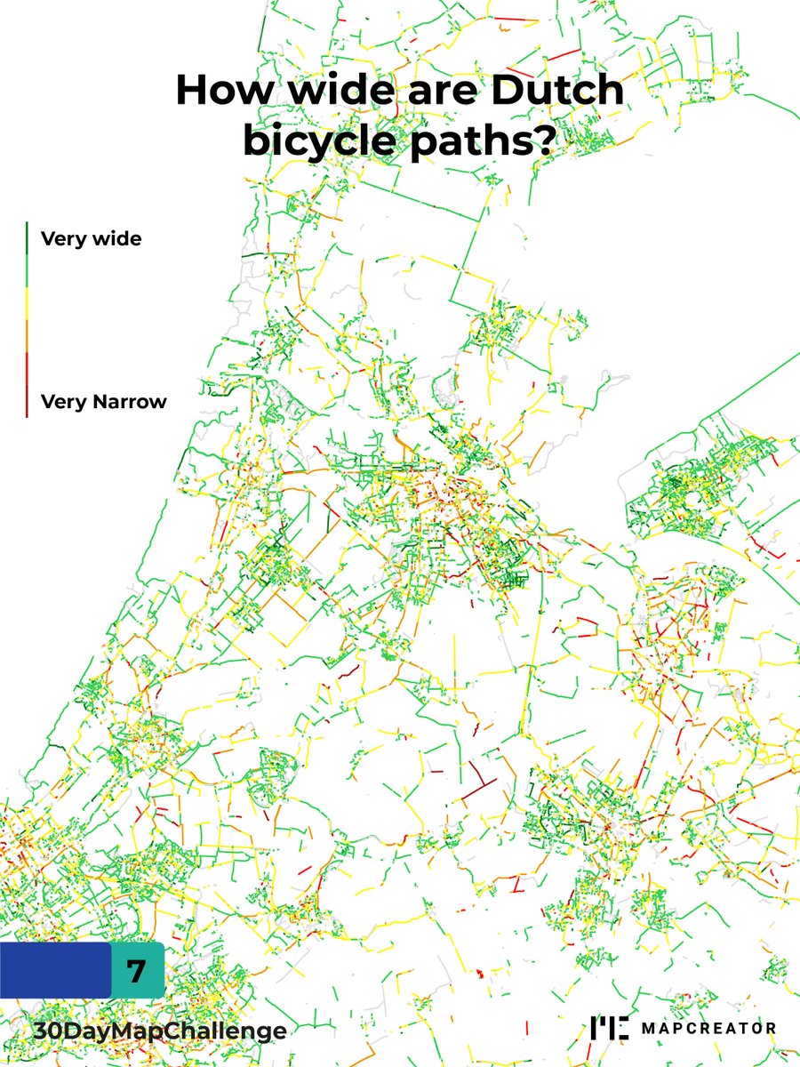 mapcreator_io's tweet image. If you want to ride your bicycle right, you need your space in the public space. This map shows you where the bike paths are the widest! 🚲 #cyclingmaps #infrastructuredesign #30daymapchallenge