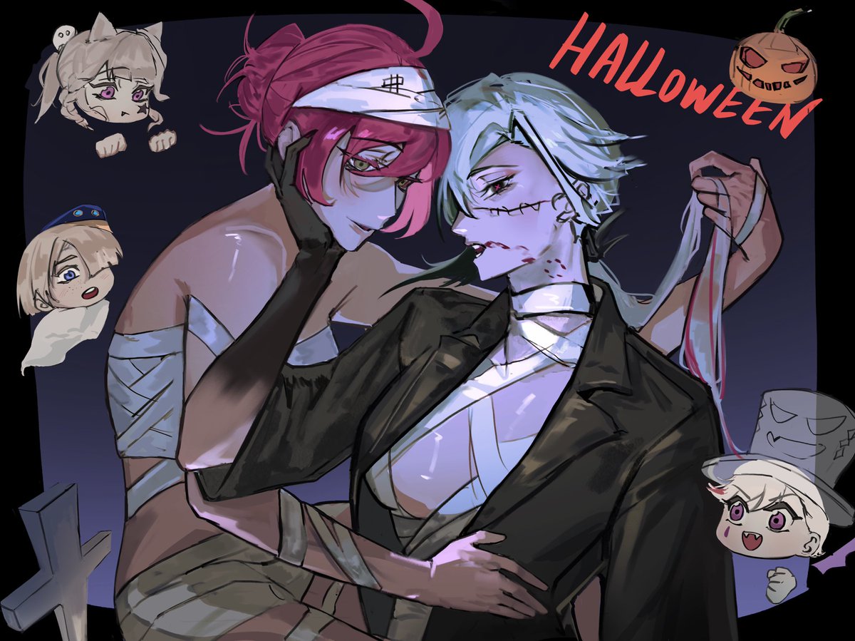 Halloween doodle that I didn’t get to post last month #Arlecchino #Clervie