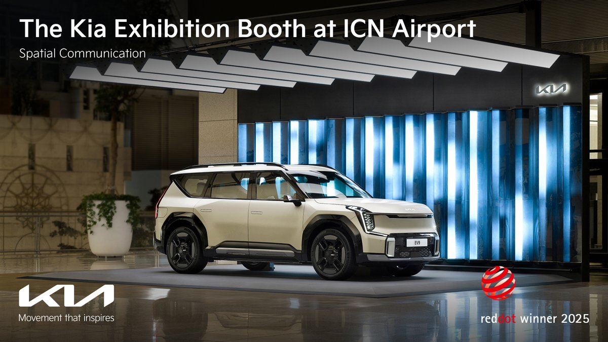 Kia_Worldwide's tweet photo. Earning five Red Dot Design Awards in Brand & Communication Design, Kia is proud to be recognized for its award-winning design philosophy.

- Kia Design Philosophy Artwork Exhibition - Opposites United (Spatial Communication)

- Kia Exhibition Booth at ICN Airport (Spatial Communication)

- Kia AI Assistant Design (Interface & User Experience Design)

- Kia’s PV5 Adventure (Film & Animation)

- Kia's PV5 Story @ Seoul Mobility Show 2025 (Fair Stands)

Across diverse achievements, Kia demonstrates innovation, creativity, and commitment to forward-thinking design and mobility. 

#Kia #KiaDesign #OppositesUnited #RedDotAward