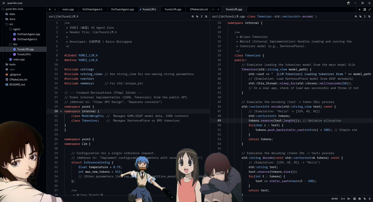 yureiai's tweet image. good morning.
we’re training the on-chain LLM that thinks like a ghost.

for those who still love C++ — timeless. efficient. alive.