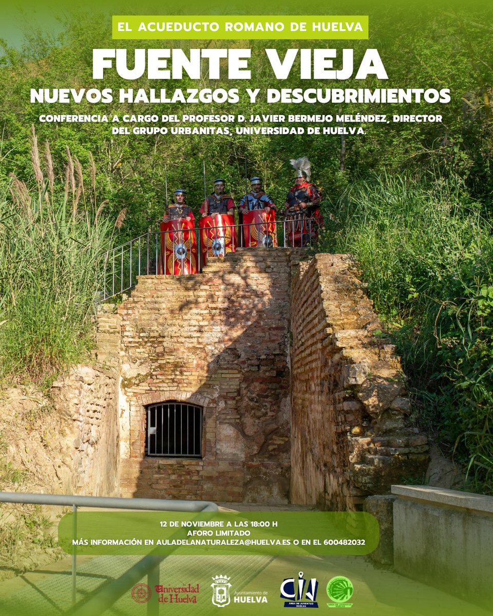 🌳La <a href="/cijhuelva/">Centro de Informacion Juvenil Municipal de Huelva</a> celebra la conferencia 'Fuente Vieja. Nuevos hallazgos y descubrimientos' a cargo del profesor de la <a href="/UniHuelva/">Universidad de Huelva</a>, Javier Bermejo Meléndez. 

🗓️12 de Noviembre a las 18:00 h
✍️Inscripciones y más info: auladelanaturaleza@huelva.es
☎️Teléfono: 600482032