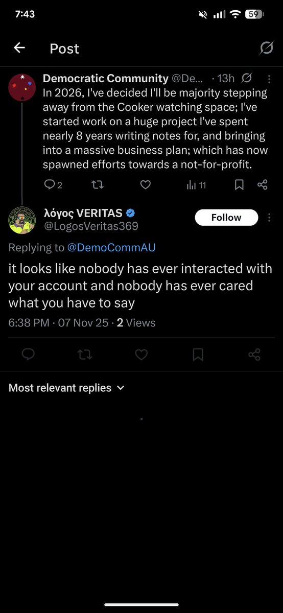 DemoCommAU's tweet image. He cared enough to block me though. Lololol dumb Nazi fuck.