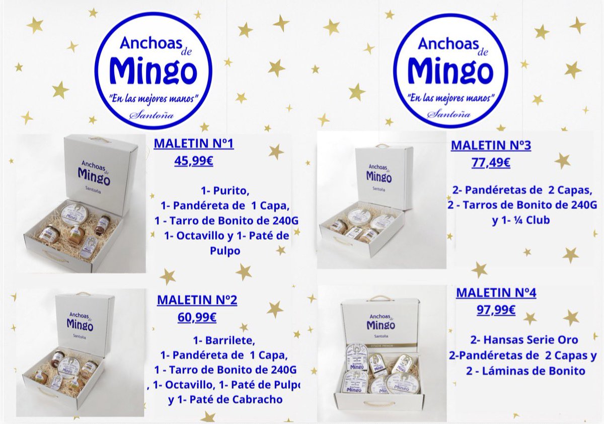 ConservasDMingo's tweet image. Os dejamos nuestros Maletines para ese Detalle Navideño o Regalito de Calidad !!
❤️🐟🌟 
#ConservasDMingoCrew #Detalles #Navidad2026 #Maletines #Anchoas #Food
