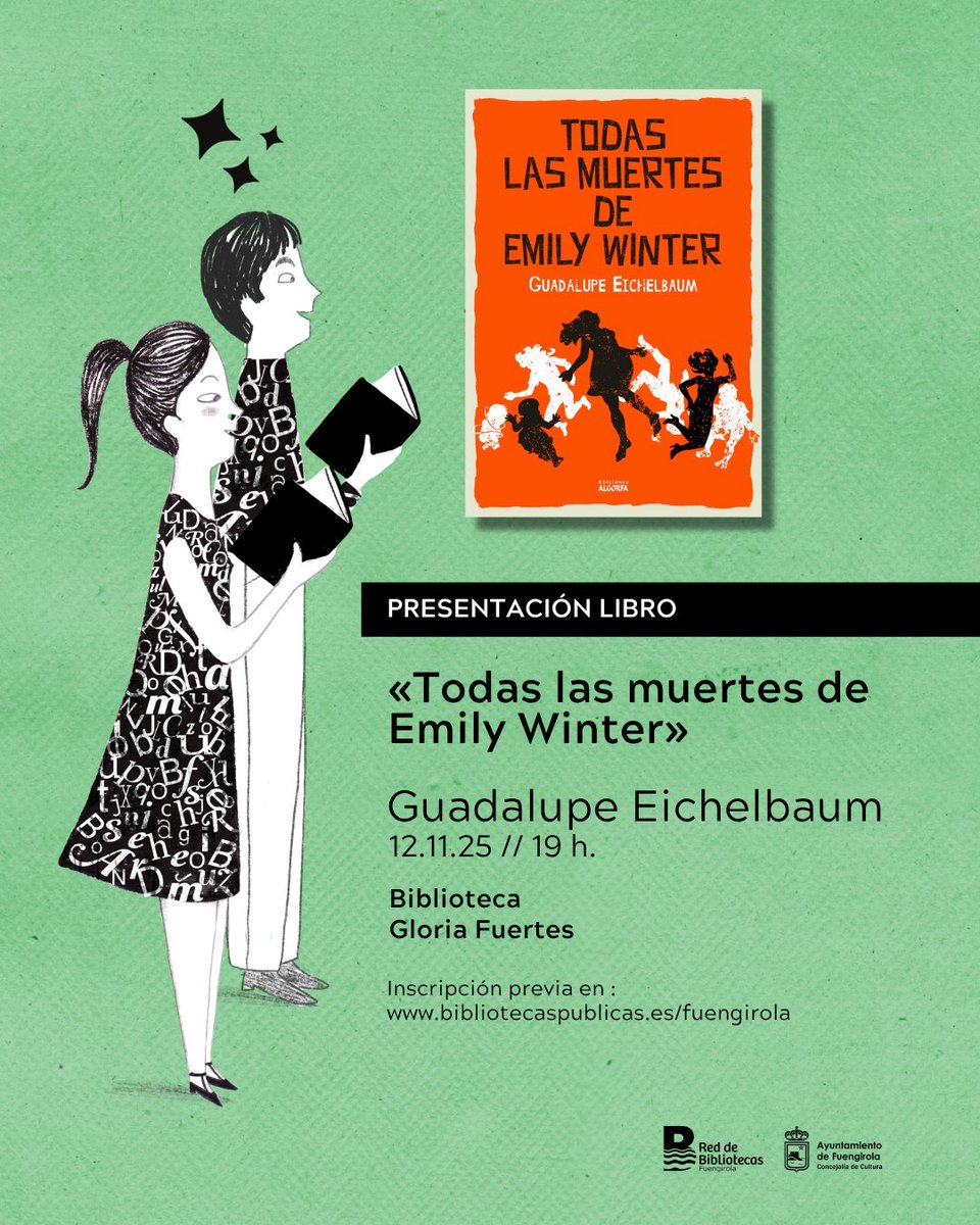 biblifuengirola's tweet image. No te pierdas la presentacón de "Todas las muertes de Emily Winter" de Guadalupe Eichelbaum.
📆 Miércoles 12 de noviembre.
🕖 19:00 horas.
📍Biblioteca Gloria Fuertes de Los Boliches.
Inscripciones ➡ goo.su/lQW7a3r
¡Os esperamos!