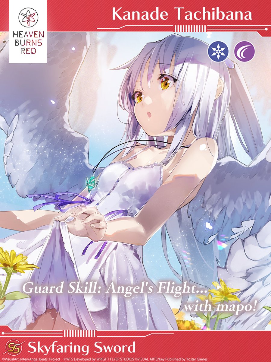 SS Memoria Introduction

Guard Skill: Angel's Flight...with mapo!

[Skyfaring Sword]Kanade Tachibana
Role: Attacker
Attack Type: Ice, Slash

#HeavenBurnsRed #Yostar #KanadeTachibana