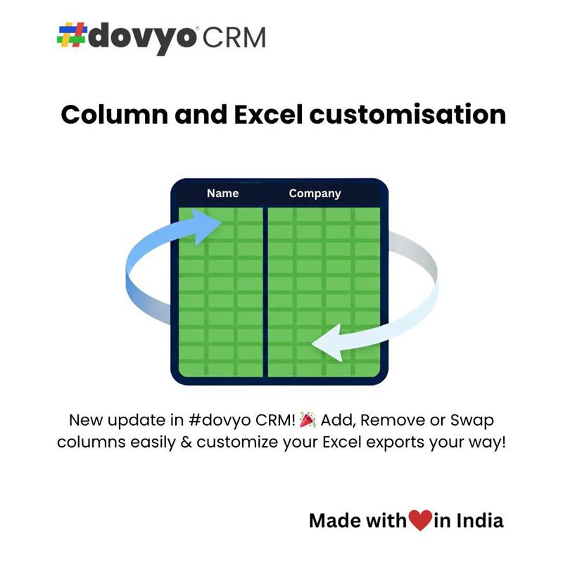 dovyotech's tweet image. 🚀 New in #dovyo CRM! Now easily swap columns &amp;amp; customize Excel exports to fit your workflow. Smarter data handling, faster reporting! 💼📊 
#crmupdate #dovyo