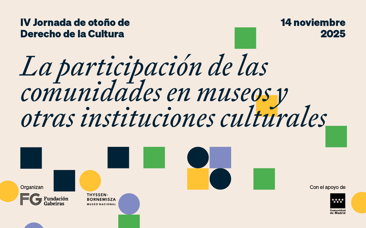 MuseoThyssen's tweet photo. La @FundGabeiras y el museo celebran la IV de la Jornada de Otoño de Derecho de la Cultura, un encuentro anual que aborda desde una perspectiva jurídica los retos de la gestión y el desarrollo de la actividad cultural. En esta edición, la reflexión se centra en la participación de las comunidades en la vida cultural.

14 de noviembre de 9.30 a 14h. Actividad gratuita con reserva previa.

https://t.co/OXLjU9HVil

#Cultura #ElMuseoDeTodos