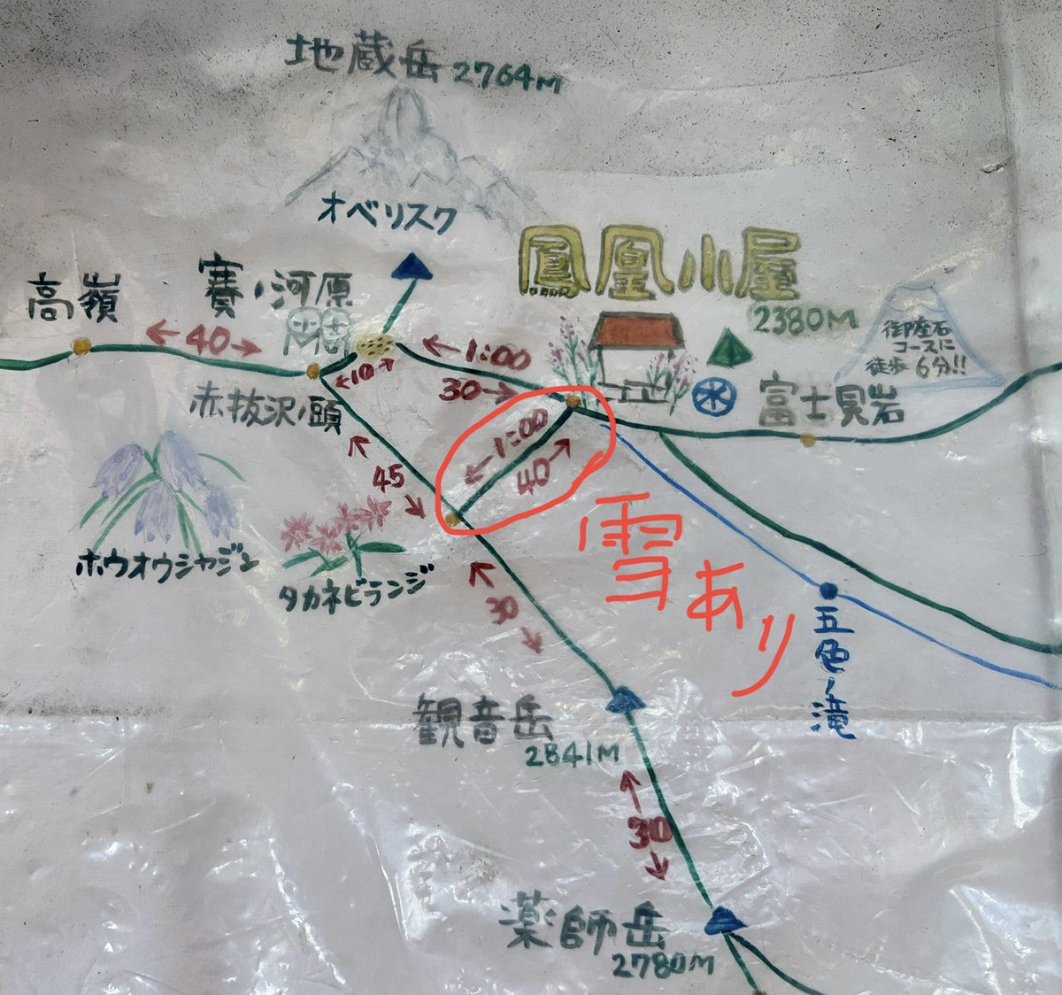 houougoya's tweet photo. いよいよ明日は今シーズンの営業最終日です。

登山道の雪はほぼ溶けました。「鳳凰小屋〜観音岳分岐の近道」のみ残雪あり。

9日(日)は午後に天候が崩れる可能性があります。8日(土)のうちに地蔵岳に登る計画がおすすめです。

今朝の気温…0℃
今日の天気…一日快晴

（撮影…Nightingale村野） https://t.co/jyrHKA8Vnw