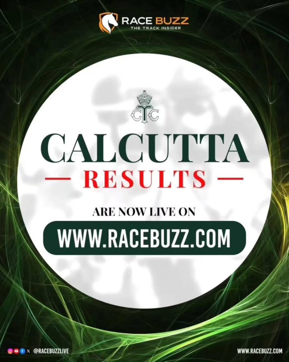 Racebuzzlive's tweet photo. 🏇 The wait is over, Calcutta race results are in!

Stay tuned to https://t.co/fadWD5SbBG to catch all the official updates and winning details from today’s action on the turf. 🌟

Visit here : https://t.co/jjlA4Uhv3G

#RaceBuzz #CalcuttaRaces #RaceResults #TurfUpdate #HorseRacingIndia #RacingLive
