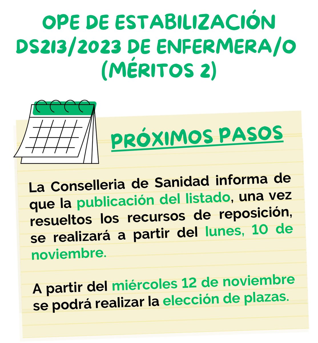 Previsión de <a href="/GVAsanitat/">GVA Sanitat</a> sobre los próximos pasos de la OPE de Estabilización de Enfermera/o (méritos 2)