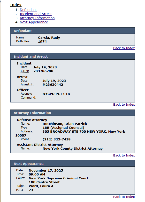 'An attack on one of us, is an attack on all of us.'

Rudy Garcia, who repeatedly stabbed a Mount Sinai Hospital EMS EMT in the ambulance, will return to court on November 17, 2025.  

This will make his 30th appearance in court since his arrest on July 19, 2023.