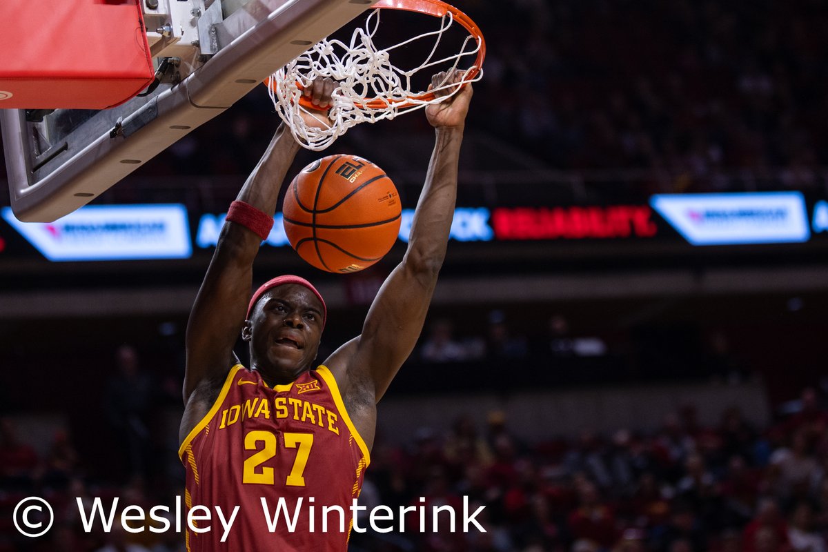 WesleyWinterink's tweet photo. Action from Grambling State - Iowa State basketball at Hilton Coliseum in Ames, Iowa on 11/6/2025. Iowa State won 102-62. https://t.co/mog9zaYwXb