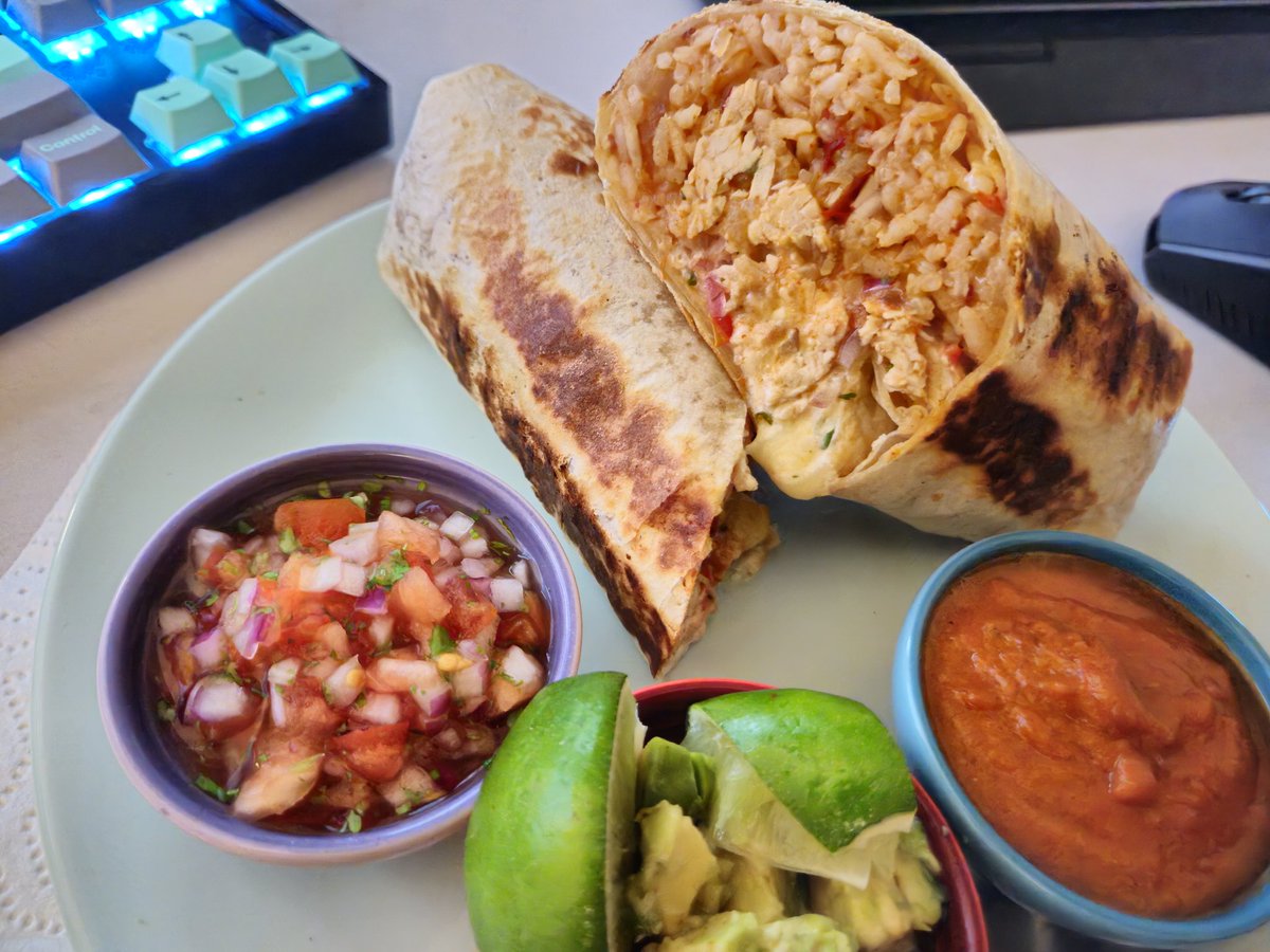 Happy 1 year anniversary!! Here's my desk/gaming setup and also some pics of my cat and a chicken and rice burrito I made. #ZestieRoom