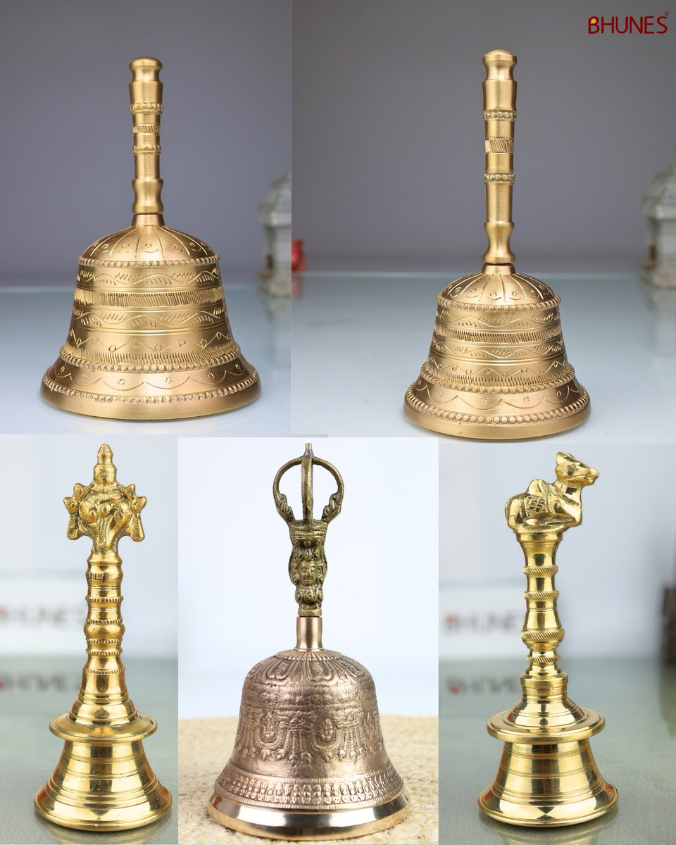 BhunesCrafts's tweet photo. 🔔 Premium Brass Hand Bells for Temple, Puja &amp; Positive Vibrations! 🪔 #BrassBell #HandBell #TempleBell #PujaEssentials #SpiritualVibes #DivineSound #HomeDecor #PositiveEnergy #IndianArt #Devotion. Shop Now @ https://t.co/JPY5LEuUGH https://t.co/WwwixcH9Io