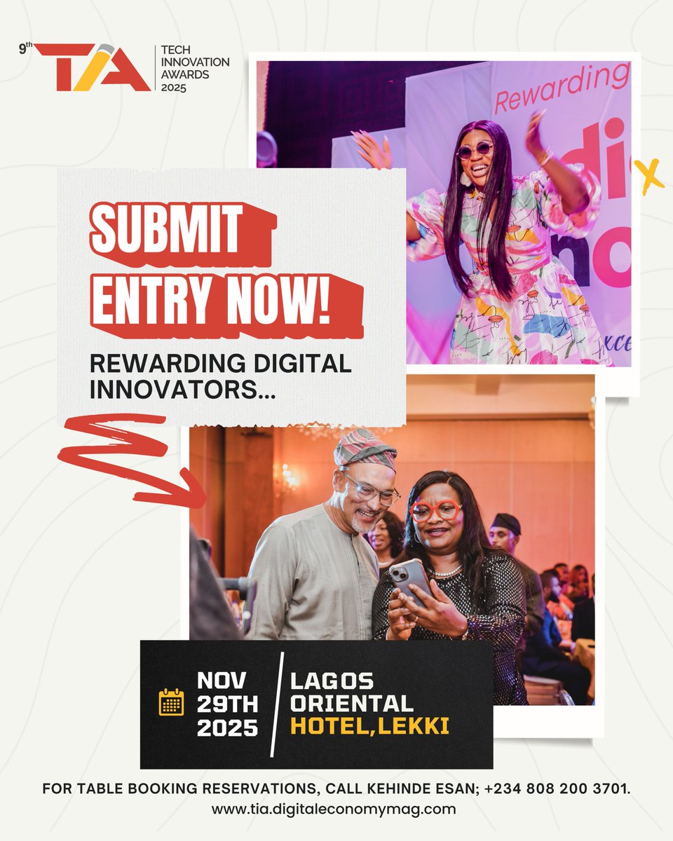 TheDEMag_'s tweet image. 🚀 Entries now open for #TIA2025!

Is your company shaping the future of tech in Africa? 🌍💡
This is your time to shine — submit your entry and show the world your innovation! 🏆✨

#TIA2025 #TechAwards