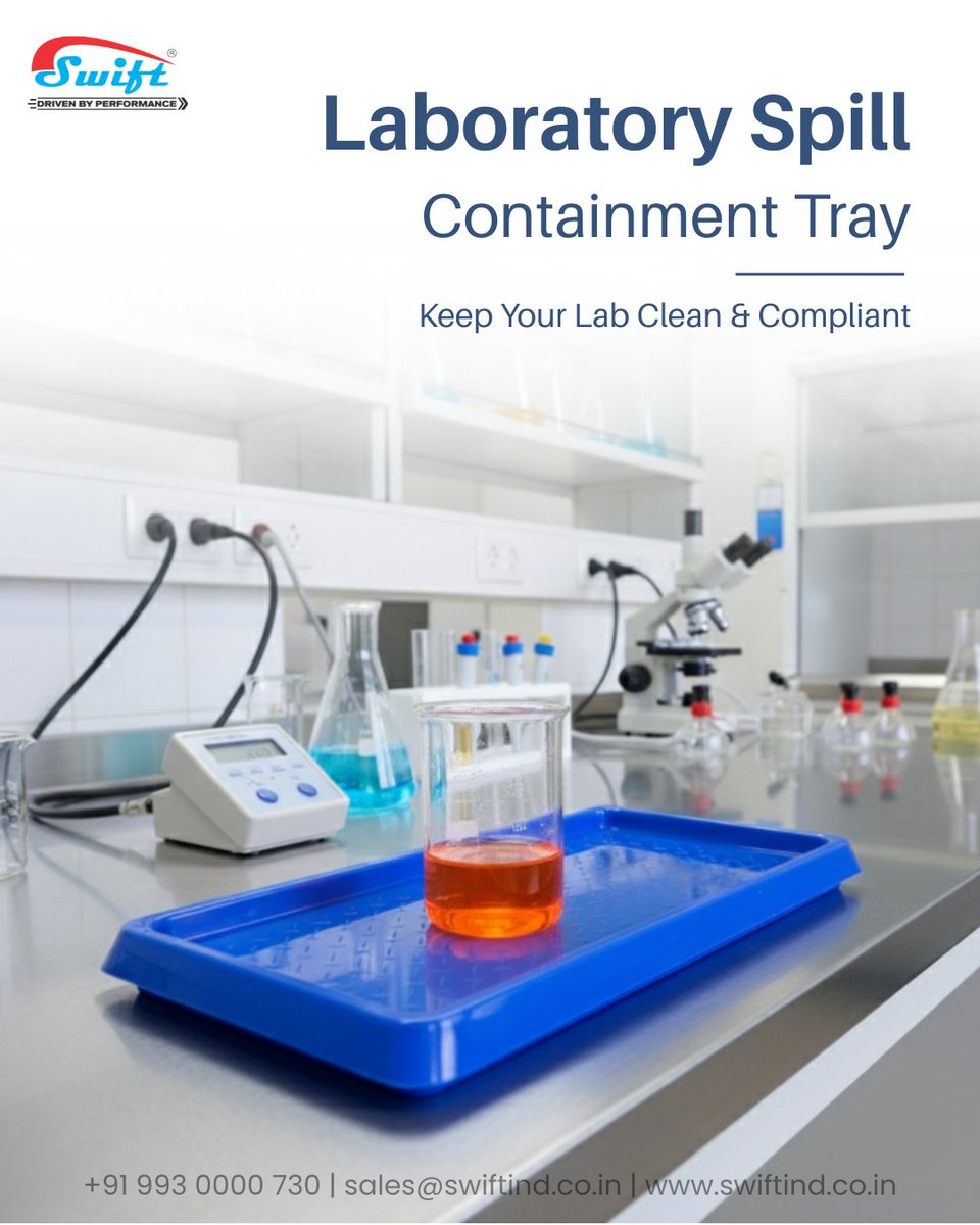 plasticpalletss's tweet image. In chemical and testing labs, even a small spill can disrupt critical experiments.
A spill containment tray ensures controlled handling and easy cleanup of liquids.
.
#SwiftTechnoplast #LaboratorySafety #SpillTray #ChemicalResistant