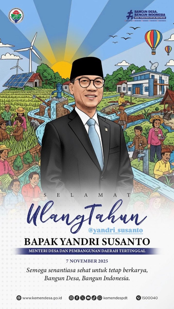beltsazar77's tweet photo. Selamat ulang tahun ke 50 tahun Bapak Menteri, semoga panjang umur, sehat, sukses dan bahagia selalu. Amin🤲

#SelamatUlangTahunPakMendes
#SelamatUlangTahunPakYandriSusanto
#HBDPakMendes

@prabowo
@YandriSusanto27
@ArizaPatria https://t.co/cFZIkC6aQe