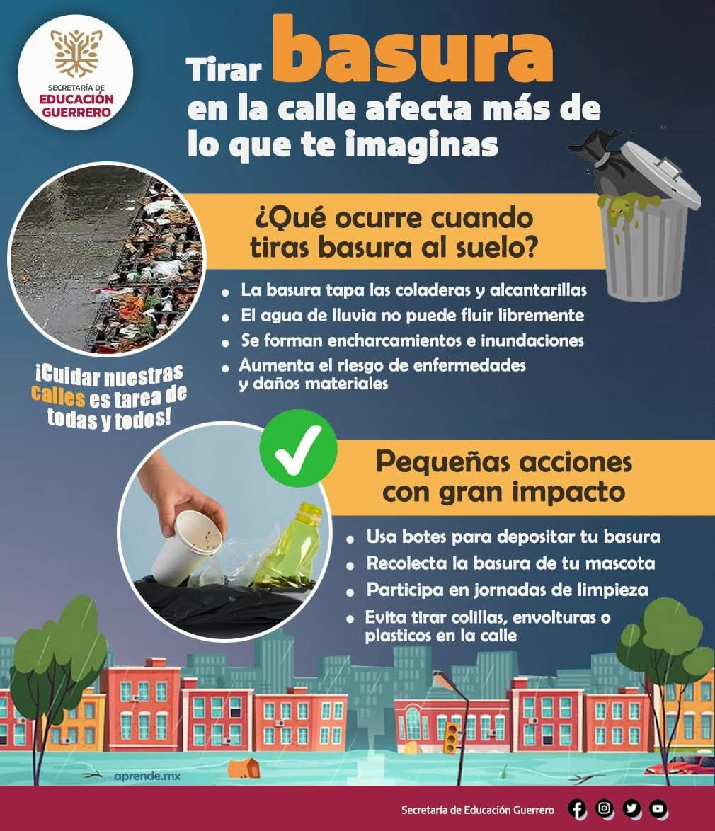 ♻️🌍 #NoTiresBasura | Cuidemos nuestro entorno
Evita tirar basura en la calle y coloca tus residuos en los contenedores correspondientes.
Cada pequeña acción suma para mantener nuestras comunidades limpias y cuidar el medio ambiente.
