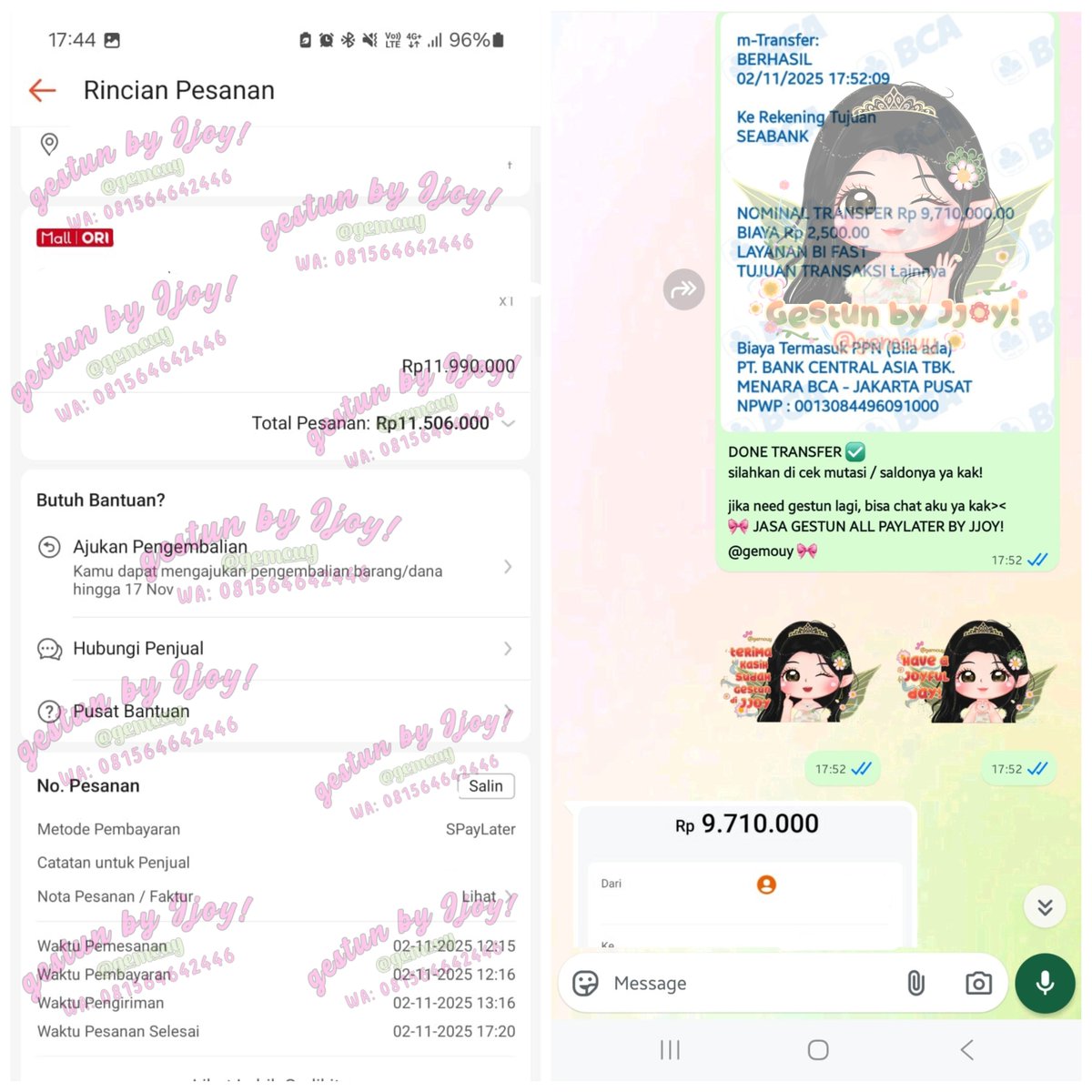 gemouy's tweet image. 🧚‍♀️ TESTI GESTUN NOM BIG FRESH NOVEMBER 🧚‍♀️ 

— kredivo: 17.000.000 🔥
— indodana: 15.000.000 🔥
— spaylater co: 11.490.000 🔥 
— credit card: 2.000.000 🔥

Gestun all paylater Jjoy open yaaa, cair instan satset hitungan menit aja, bisa langsung WA link di bio. 💌