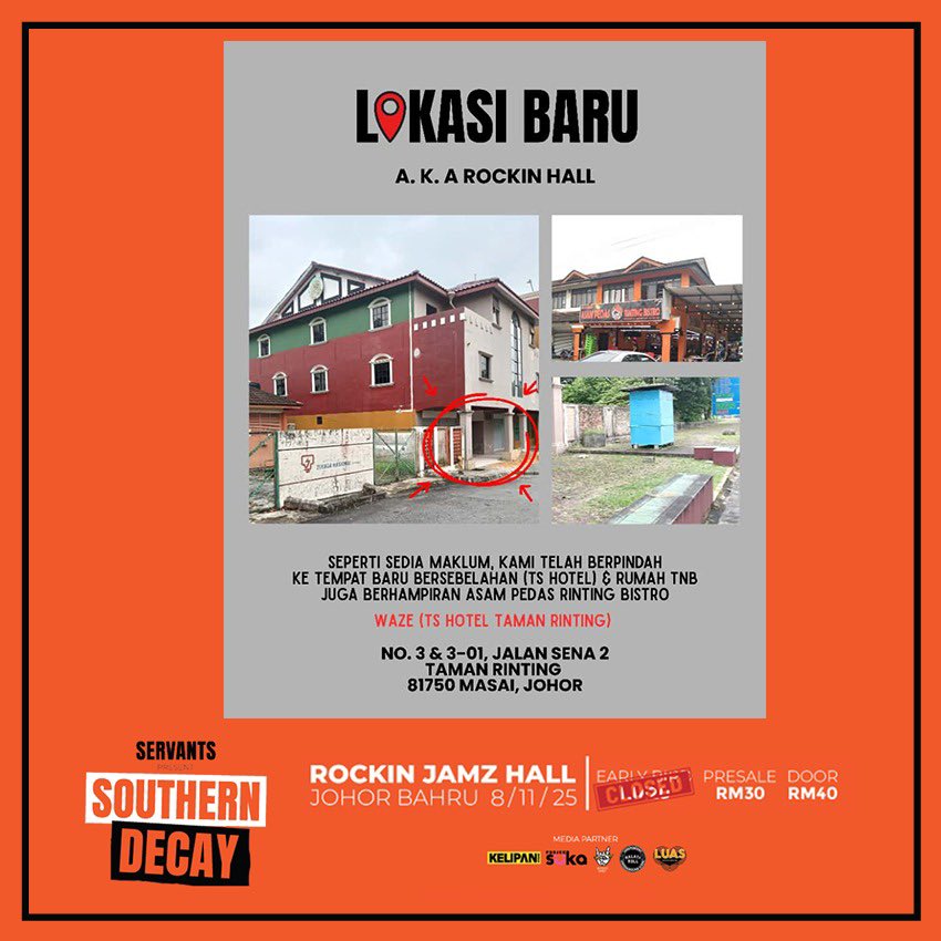 // SOUTHERN_DECAY.EVENT_ALERT ⚡
&gt; presenter: SERVANTS
&gt; title: SOUTHERN DECAY
&gt; venue: NEW ROCKIN JAMZ HALL 🎸
&gt; day: THIS SATURDAY
&gt; showtime: 8:00PM
&gt; mode: FULL CHAOS ENABLED 🔥

console.log("Get your tix now!");
console.log("See you in the pit.");