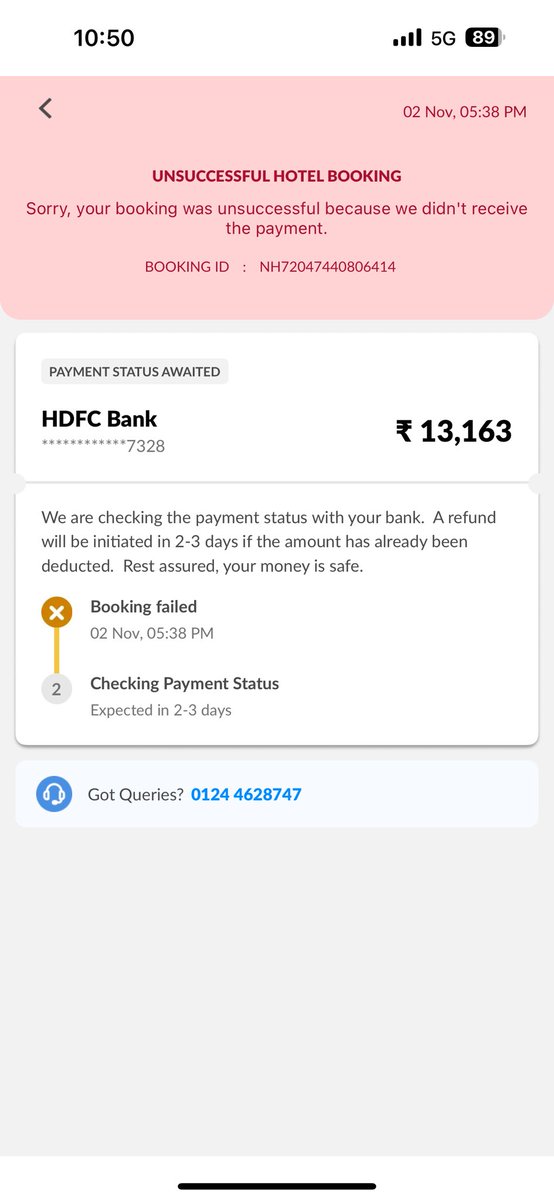 rathi0104's tweet photo. @makemytrip my booking failed twice but amount deducted, when I contacted customer care the lady said she will put me an email to share the screenshots. I am chasing them since 2nd Nov.

Poor customer service lead to loosing clients. Pl look and refund my amount https://t.co/2kDyHvBSmV