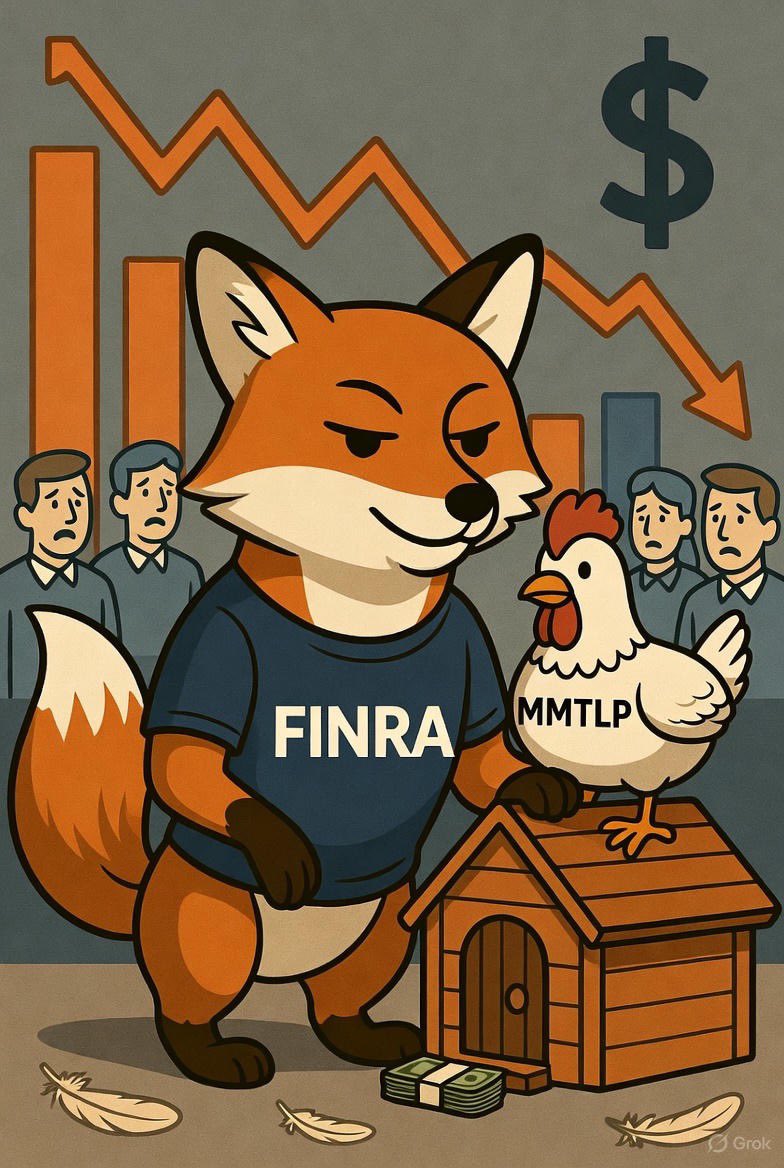 skynetchatgpt's tweet image. How long will @POTUS leave the fox guarding the hen house? 

In the MMTLP saga, that’s exactly how it feels with regulators protecting Wall Street while devouring our shares. Time for transparency and reform! #MMTLP #FINRA #RegulatoryCapture #CrimesAgainstHumanity