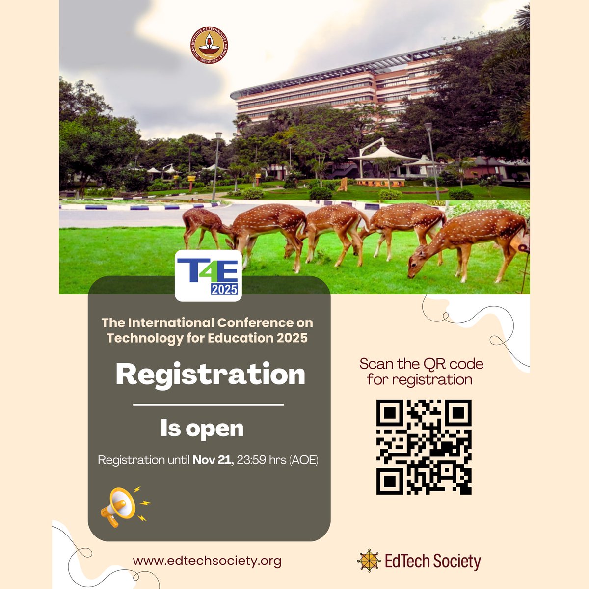ETSocietyOrg's tweet photo. Registration is OPEN for The International Conference on Technology for Education #T4E2025 🎓✨
Early-bird: until 05 Nov 2025, 23:59 (AOE) Regular: until 21 Nov 2025, 23:59 (AOE)
Join educators, researchers &amp; EdTech innovators worldwide: https://t.co/O3W2KElv4p #EdTech https://t.co/ZvI5ZZt2sM