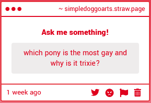 SimpleDoggoArts's tweet image. 1. Applejack is my fav :)
2. Sometimes the cunty light of God shines upon somepony and it is their duty to SERVE their divine purpose.
3. Tysm for the drawing, seeing my little goober always makes me happy.