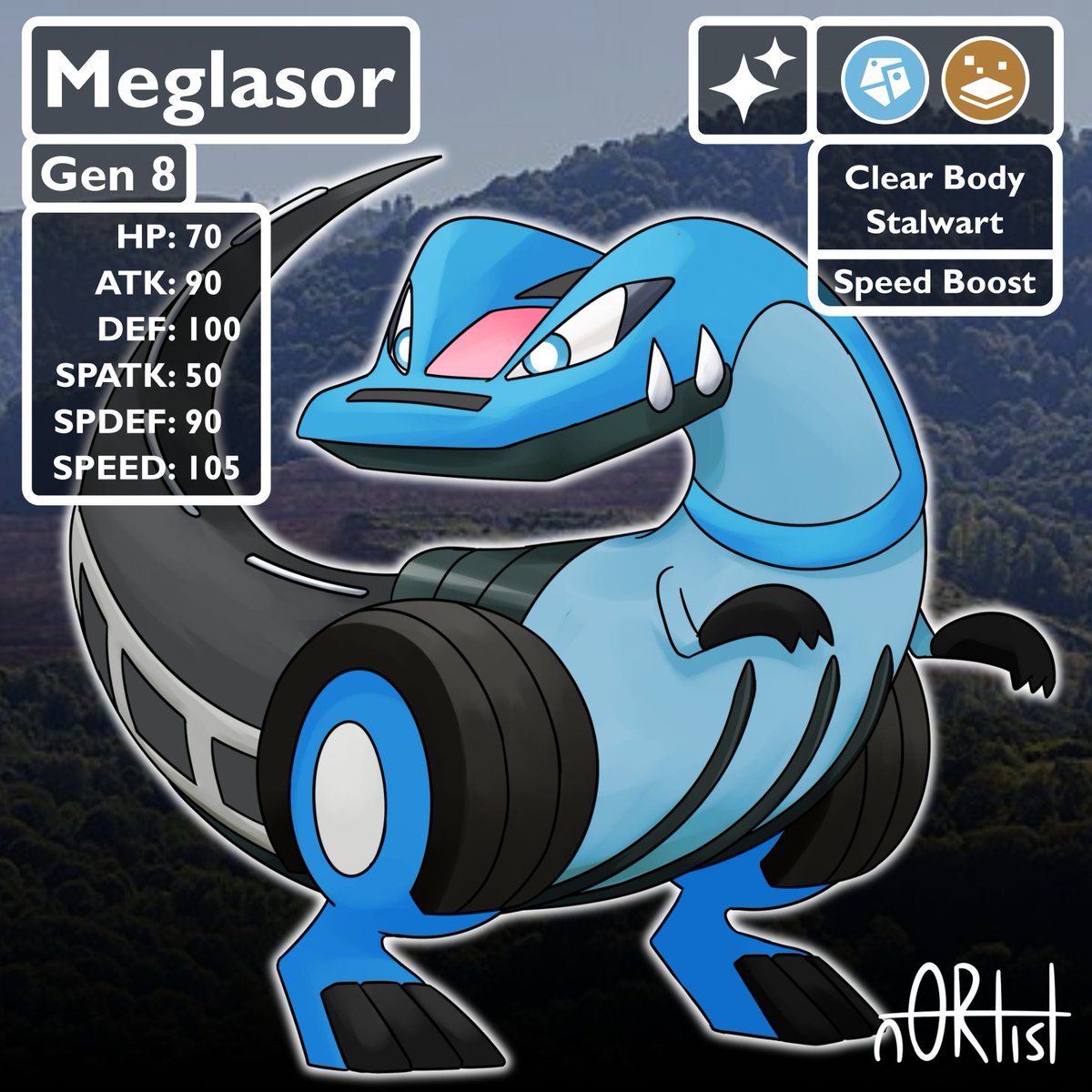 A Megalosaurus Fakemon styled like a Gen 8 Pokemon
Check this and other designs out in my YouTube video! #pokemon #fakemon