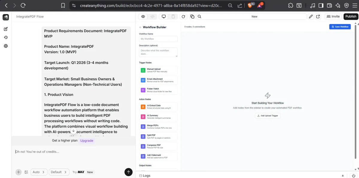 TanwirHabib's tweet image. @anythingai 

Joining #anythingchallenge with @anythingai 🎯

Building: IntegratePDF —Low-code PDF automation with AI intelligence

The twist? Using AI to build an AI-powered product 🔥

Visual workflow builder + AI = magic ✨

Let&apos;s goooo! 🚀