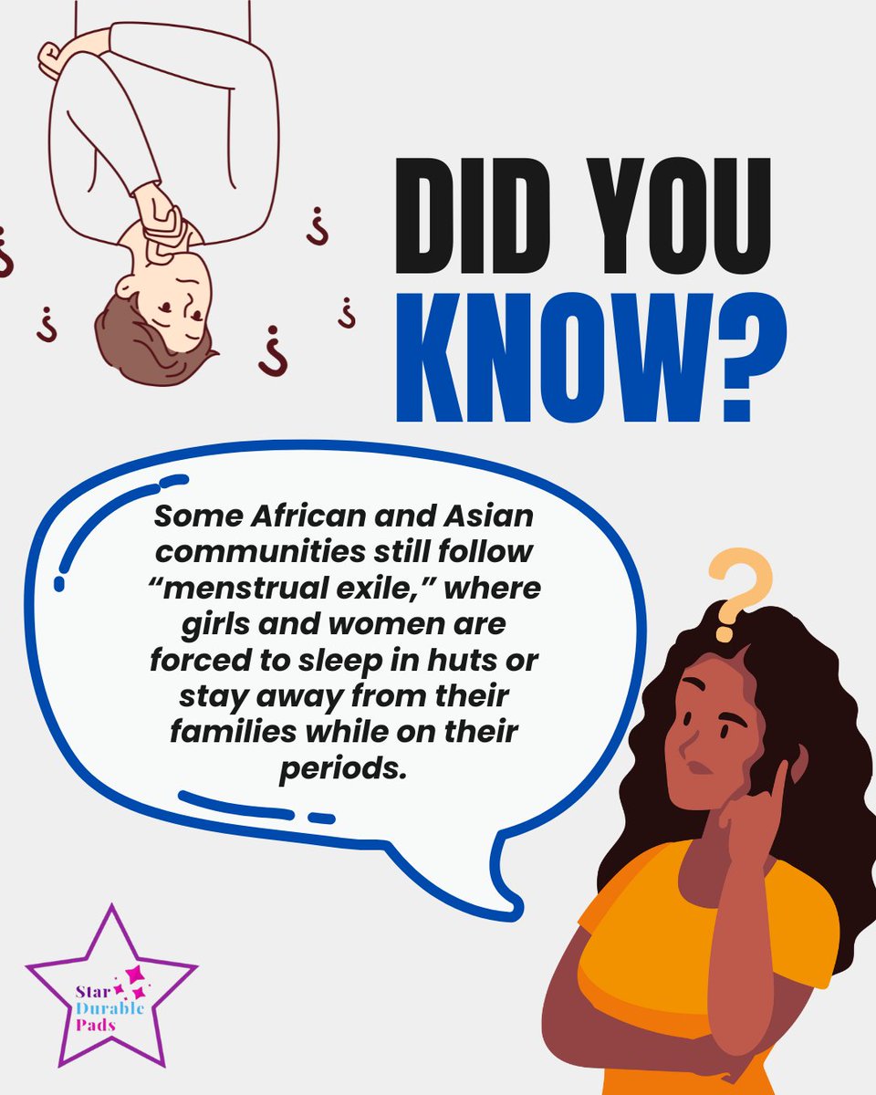 star_pads's tweet photo. Imagine being sent away from your home just because of your period.
This is still a reality in some African and Asian communities.
#EndPeriodShame #DignityForAll https://t.co/LYbvDXlnfl