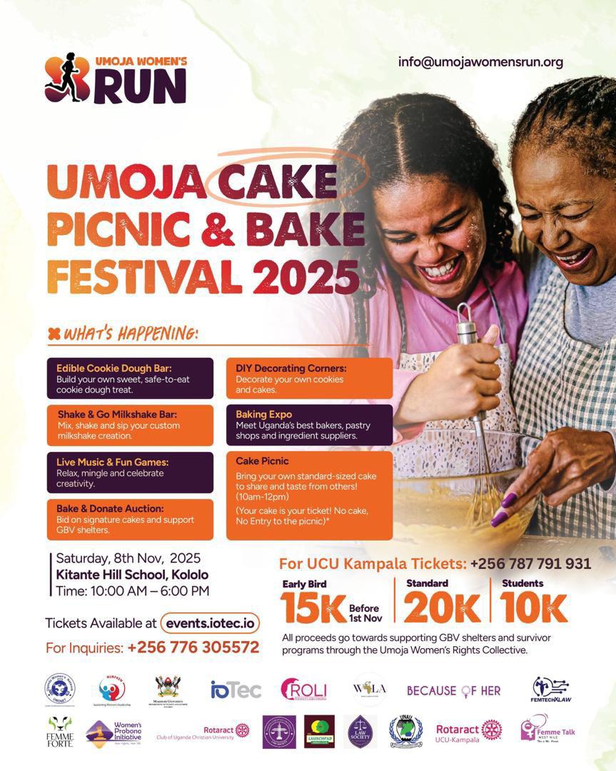 Join us for our first fundraising event for the #UmojaWomensRun
Come tickle your taste buds with our cake baking picnic. Let us join hands to celebrate love and generosity

To purchase your ticket please use the link below

events.iotec.io/events/d1f685e…

<a href="/UmojaWomensRun/">Umoja Women's Run</a> <a href="/ChaigaDestiny/">Destiny Gladys Chaiga</a>