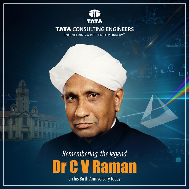 TCEConnect's tweet image. Today we celebrate the birth anniversary of Sir CV Raman. His discovery of the Raman Effect showed how light interacts with matter, proving that world-changing science begins with curiosity and discipline.

At Tata Consulting Engineers (#TCE), we carry forward this spirit of…